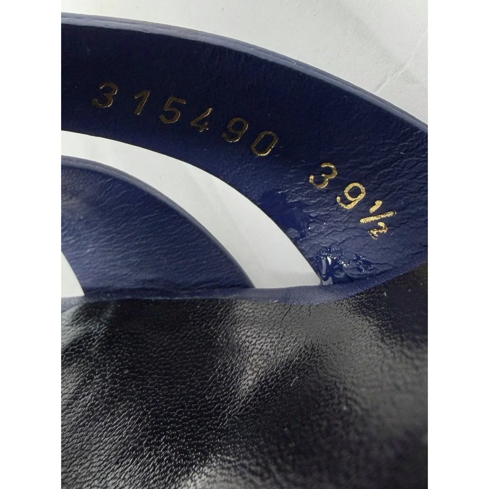 Saint Laurent Tribute Blue Leather Platform Sandals Heels 39.5 - Picture 7 of 11